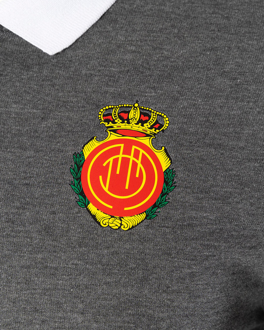 Polo RCD Mallorca Fanswear Charcoal Heather-White