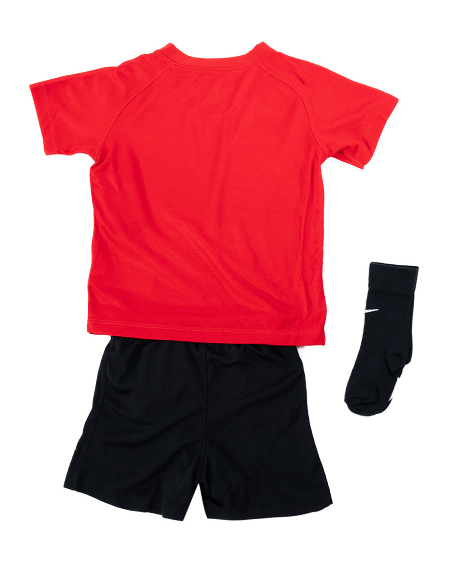 Kit infantil primer equipament de joc RCD Mallorca Home Kit 2023-2024 vermell University, negre i blanc