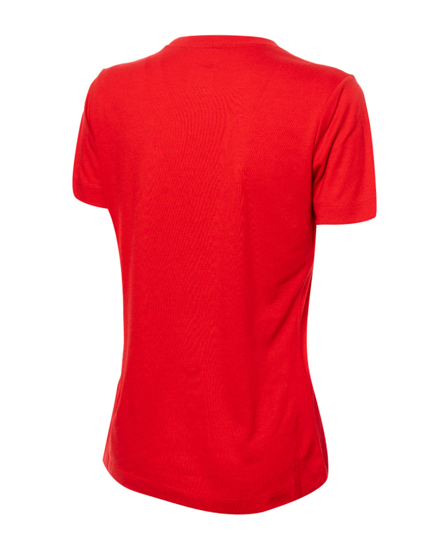 우먼 RCD 마요르카 팬즈웨어 로고 티셔츠 2023-2024 유니버시티 레드-화이트
