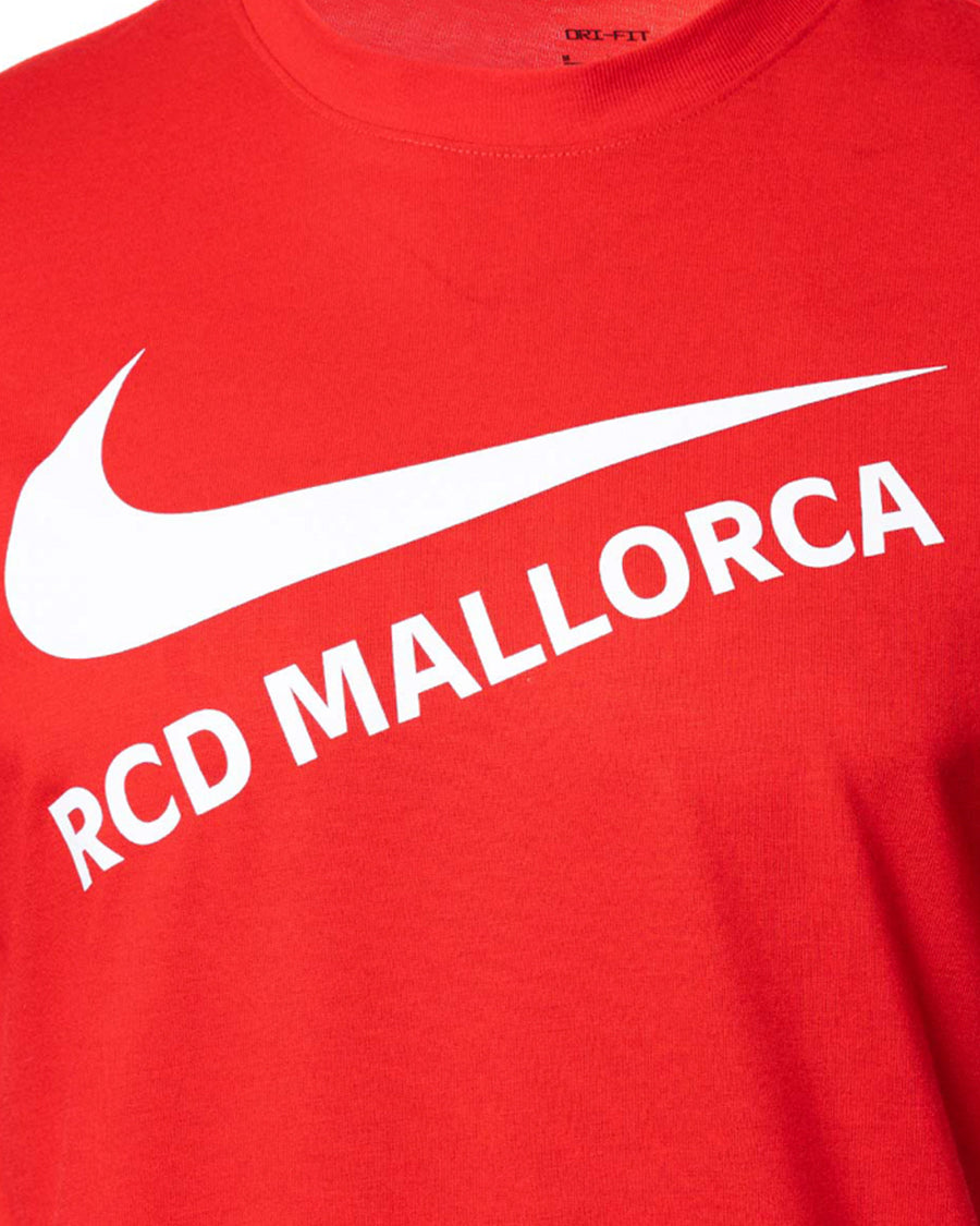 키즈 RCD 마요르카 팬즈웨어 로고 티셔츠 2023-2024 유니버시티 레드-화이트
