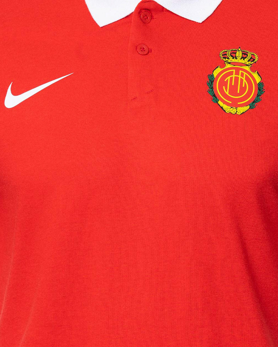 Polo infantil RCD Mallorca Fanswear 2023-2024 de color vermell University i blanc