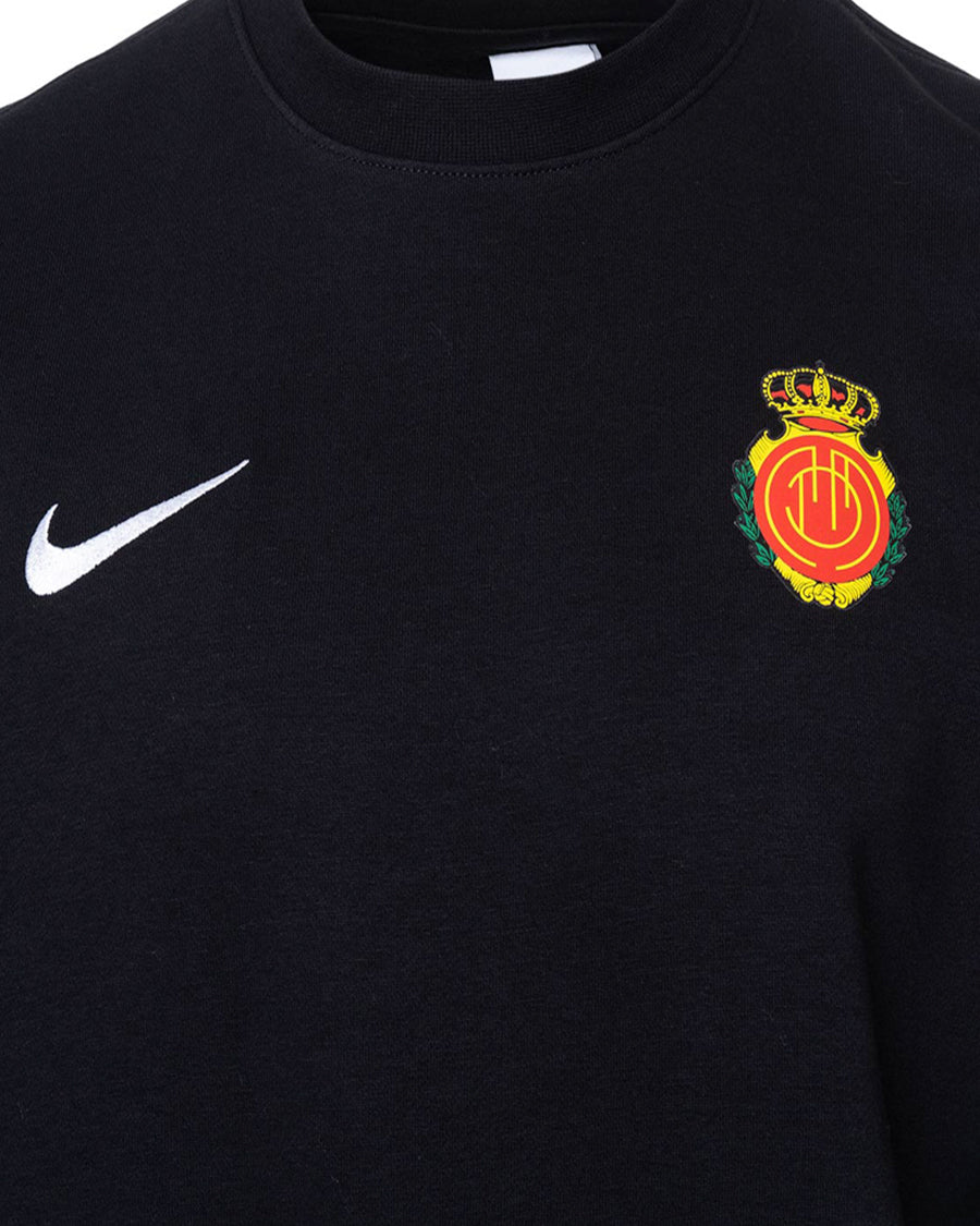 Jersei esportiu infantil de coll rodó RCD Mallorca Fanswear 2023-2024 de color blanc i negre