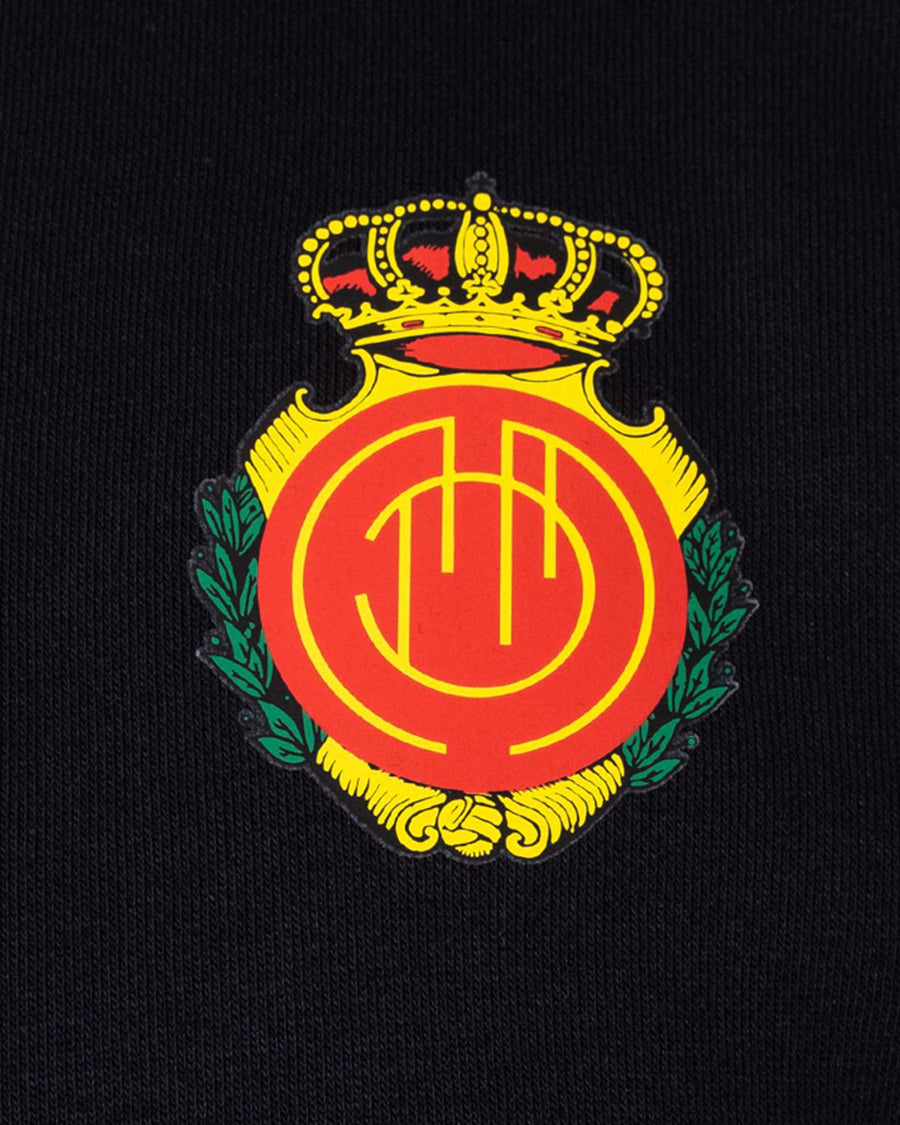 Jersei esportiu de coll rodó RCD Mallorca Fanswear 2023-2024 de color blanc i negre
