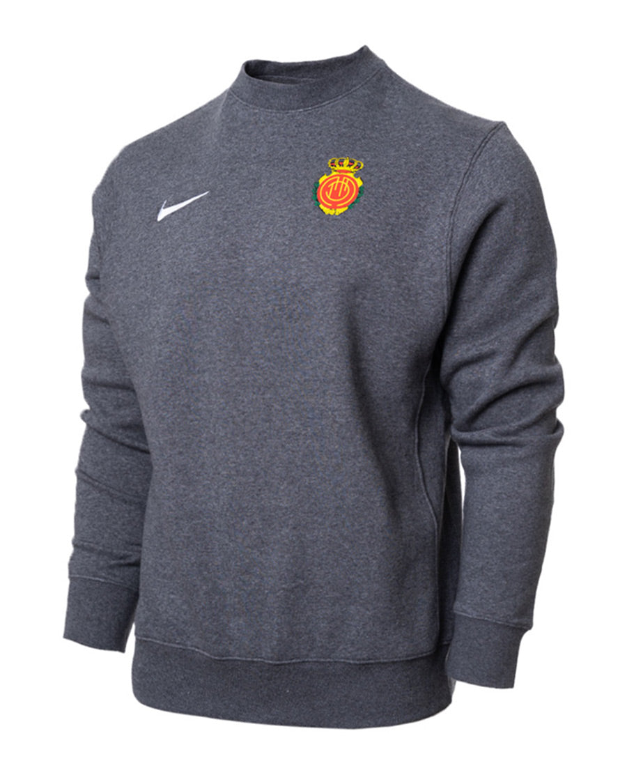Jersei esportiu de coll rodó RCD Mallorca Fanswear 2023-2024 de color gris carbó espurnejat i blanc
